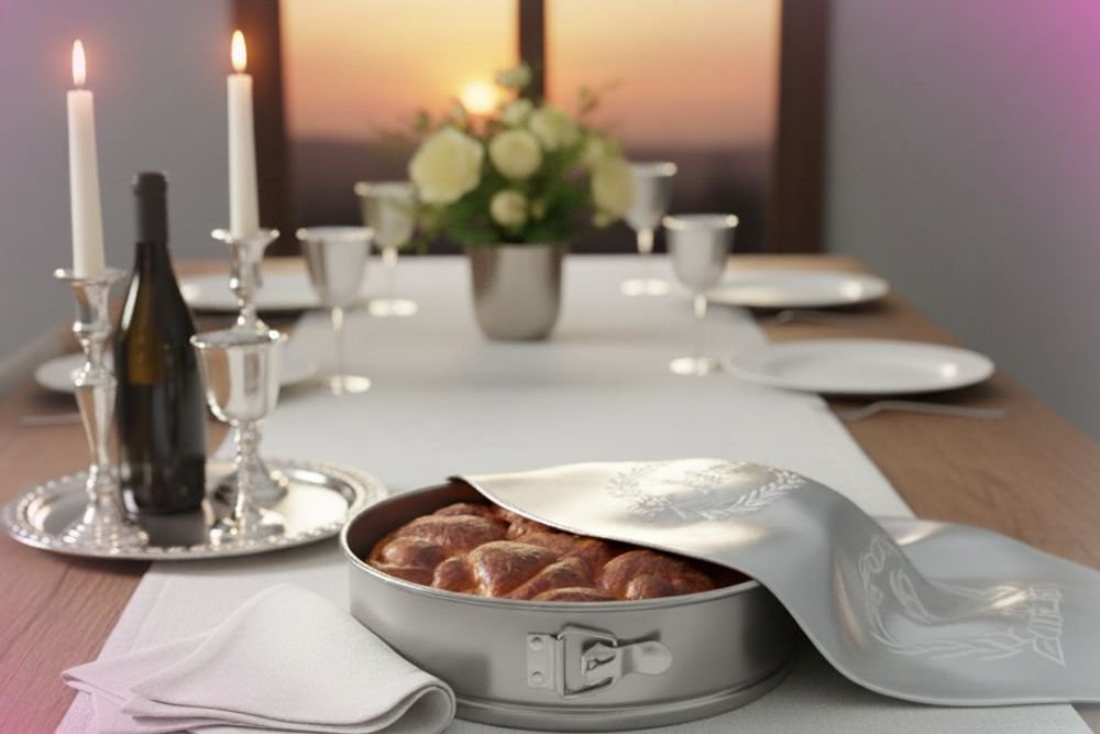 חלה מכוסה בכיסוי לחלת שבת