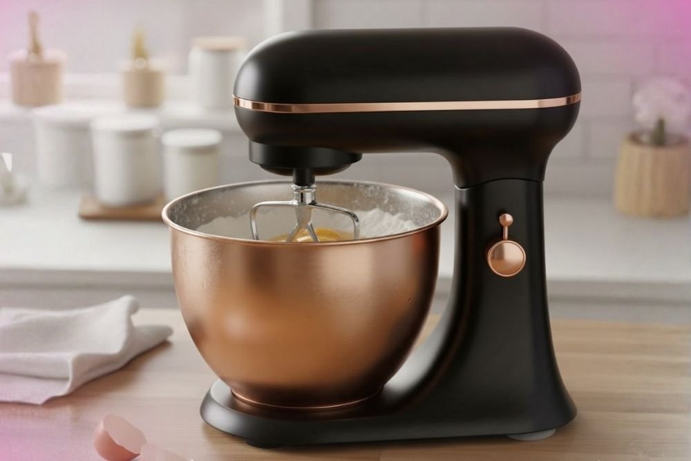 מיקסר שחור עם חומרי הבצק של החלה של שבת