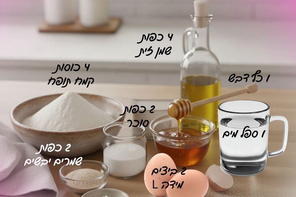תמונה עם מרכיבים של הבצק חלת שבת